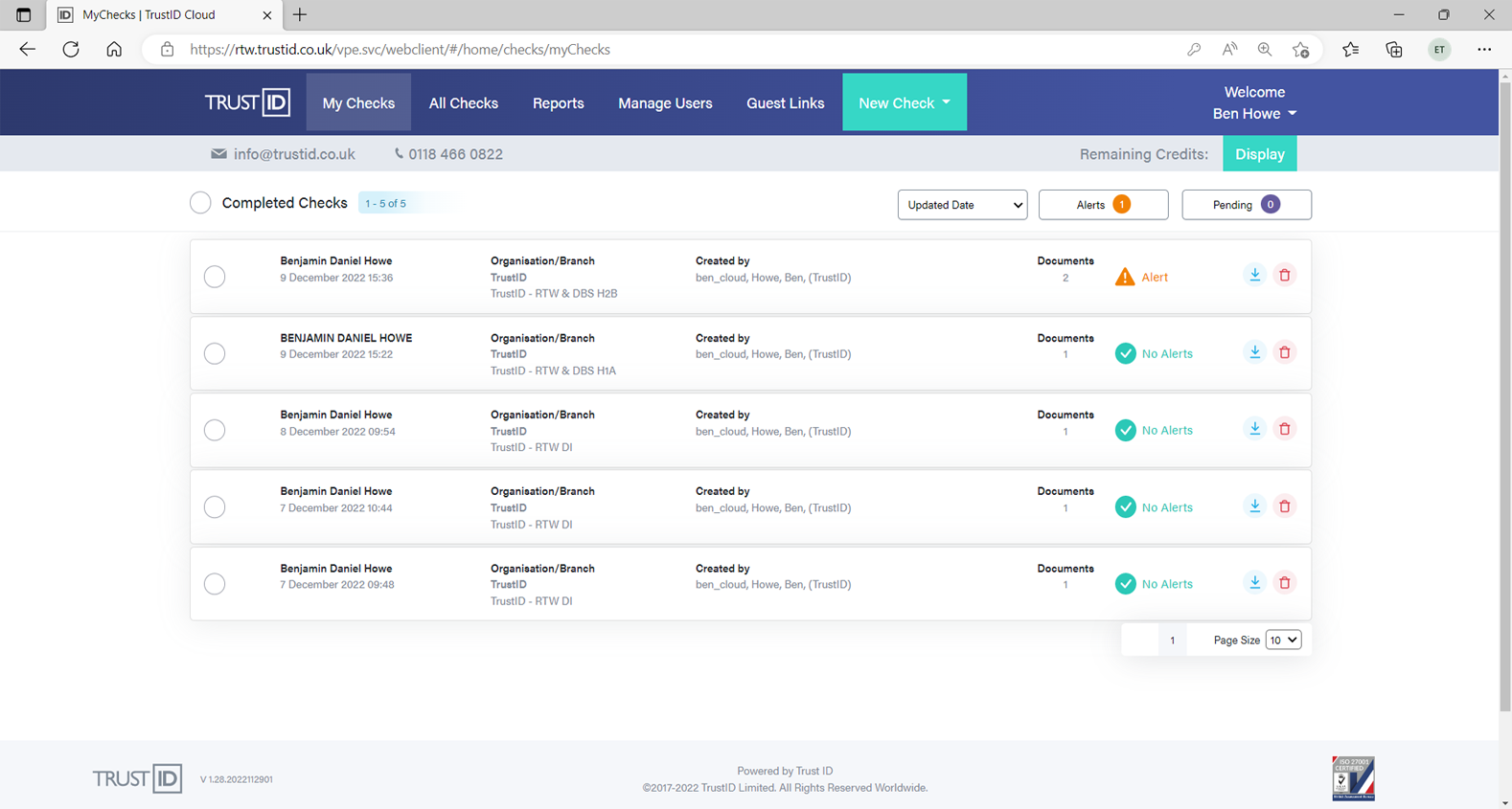 Candidate profile screenshot